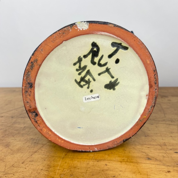 Vintage Talavera Mexican Folk Art Pottery 13” Tall Canister Signed T Ruth Mexico - Picture 8 of 10